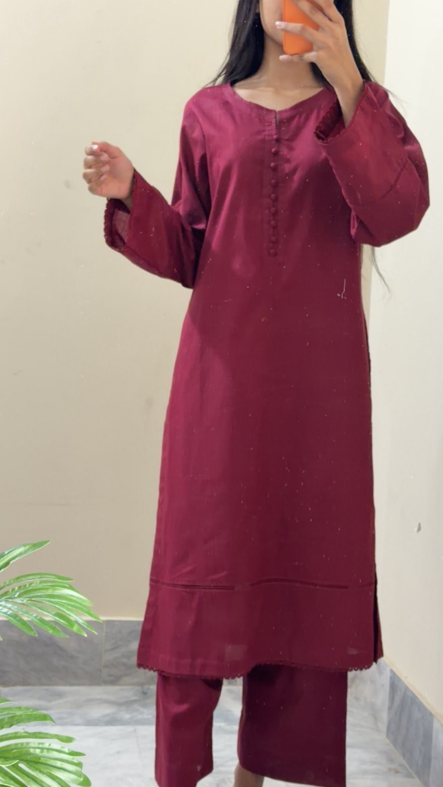 2-PIECE LAWN COTTON (Maroon)